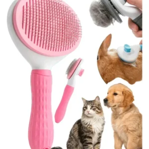 Escova Pet Removedora De Pelos Autolimpante Mágica Rasqueadeira Cachorro Gato Cão Rosa Home Safe Home