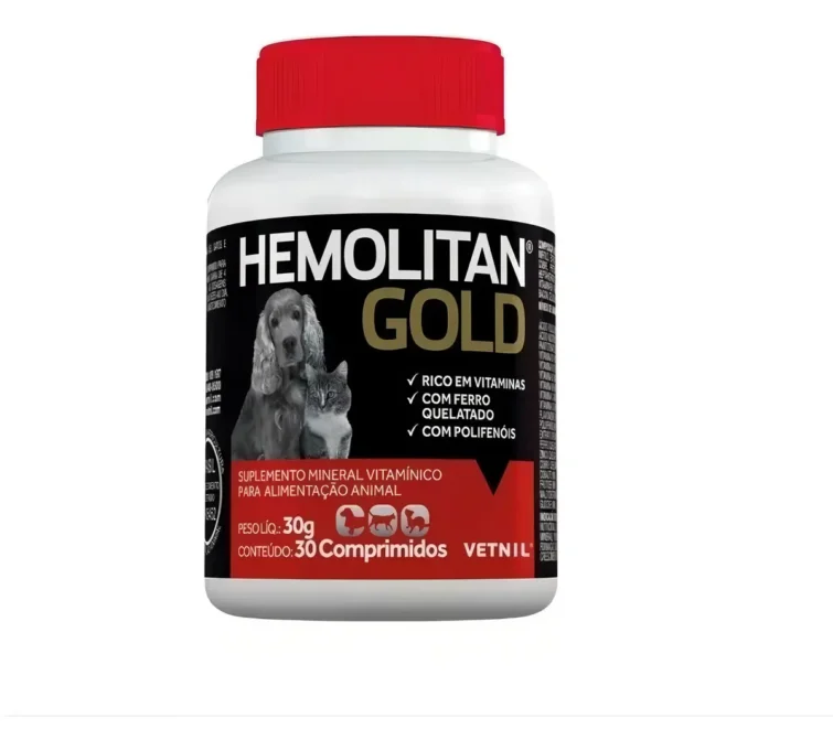 Hemolitan Gold Para Cães E Gatos Com 30 Comprimidos Vetnil 1 Hemolitan Gold Para Cães E Gatos Com 30 Comprimidos Vetnil