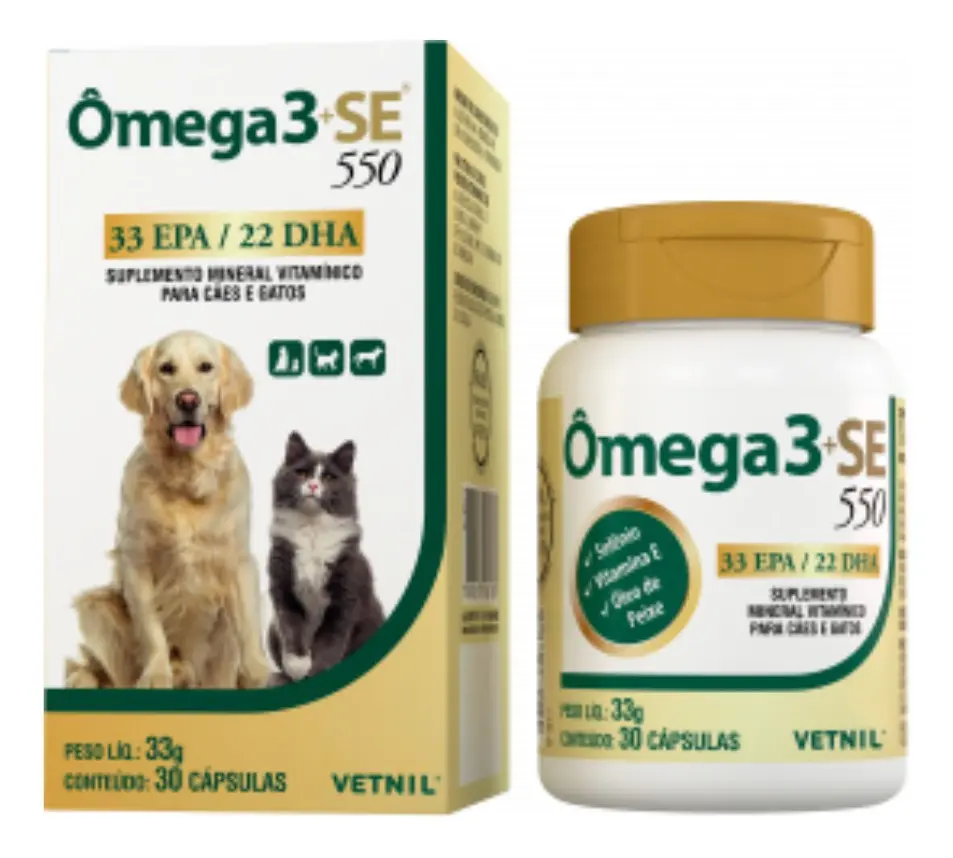 Suplemento Vitamínico Vetnil Omega 3 + Se 550 Cães E Gatos 1 Suplemento Vitamínico Vetnil Omega 3 + Se 550 Cães E Gatos
