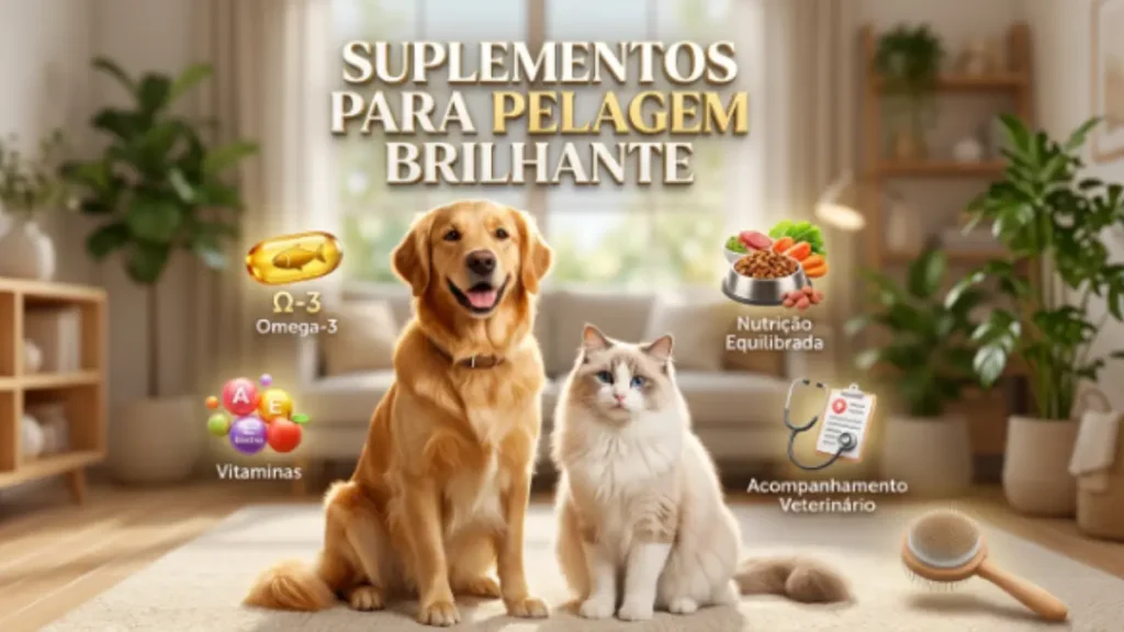 Suplementos para pelagem brilhante em cães e gatos
